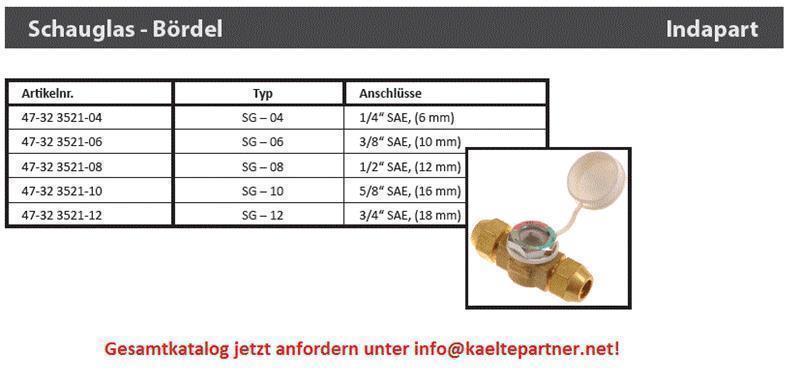 Schauglas Universal S04, 1/4 x 1/4" SAE, Bördelanschlüsse + Mutter