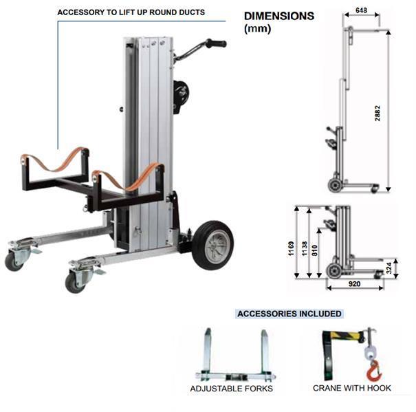 Manueller teleskopischer Lastenlift GIRAFFA 200, Aluminium, max. Traglast 180 kg