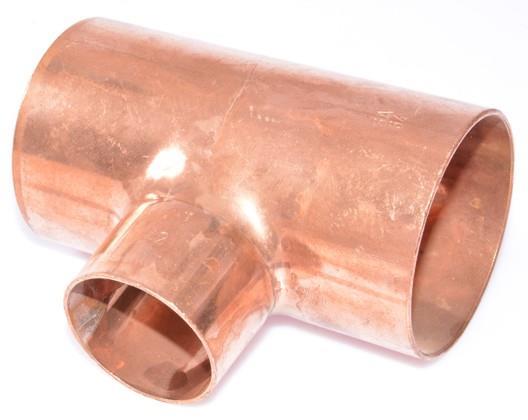 Kupfer T-Stück reduziert i/i/i 64-42-64 mm