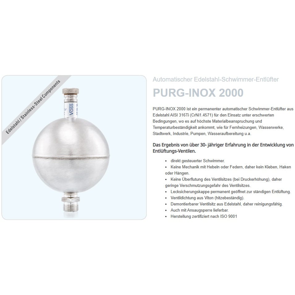 Voss PURG-INOX 2000 Autom.-Schwimmer-Entventilator