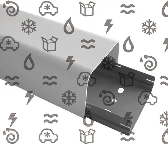 Rohrdurchführung mit oberer Abdeckung, 125 x 75 x 2000 mm, selbstverlöschendes PVC (Packung mit 4 Stück)