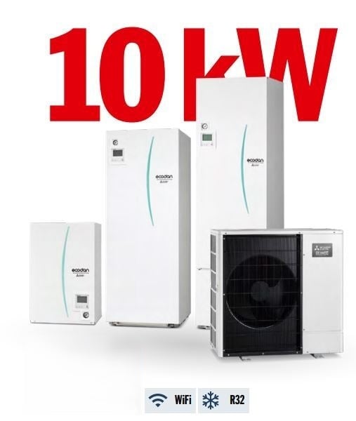 Luft/Wasser-Wärmepumpe Set 10 kW Mitsubishi Zubadan PUD-SHWM100YAA + Hydromodul EHSD-YM9D + WiFi Adapter