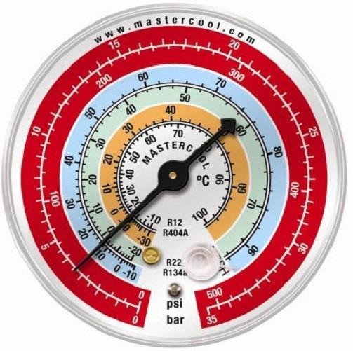 Ersatz Manometer 80mm, Hochdruck, Psi/Bar/°C, R12, R22,-R134a, R404A