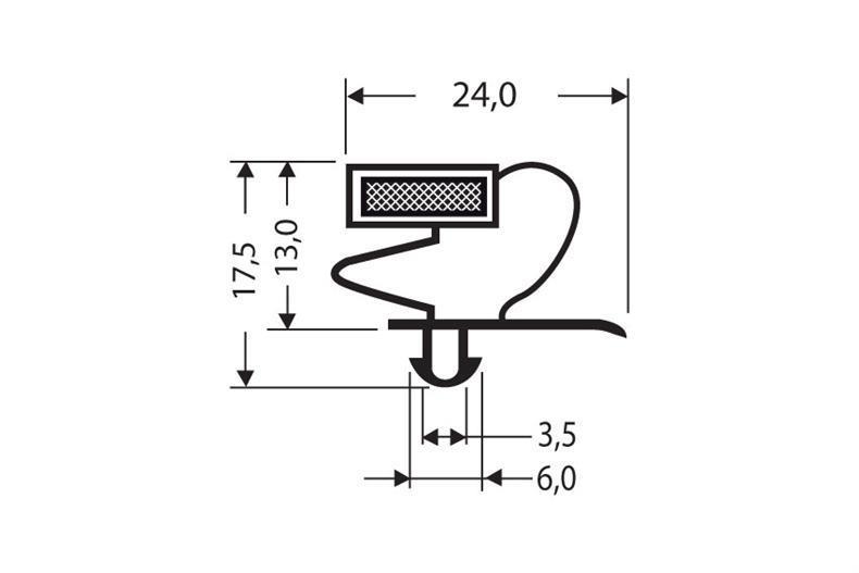 Eindrückprofil PVC grau L = 2,55 m mit Magnet M18