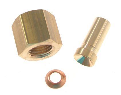 Adapter mit Mutter, Messing, 1/4" SAE x 0,6mm ODS