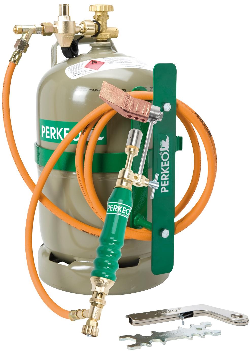 PERKEO BIG BROTHER Propan Weichlötanlage mit Kupferstück mit 5 kg-Flasche, M10x1 LH