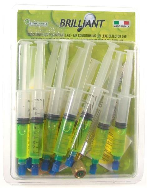Errecom Brilliant 12 x 7,5 ml, UV-Lecksuchmittel für Klima- und Kälteanlagen, 2 Schläuche