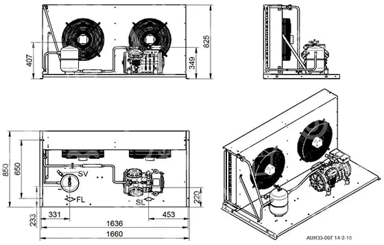 Verflüssigungssatz DORIN AU2-H755CC, HBP - R404a, 380-420V, 50Hz