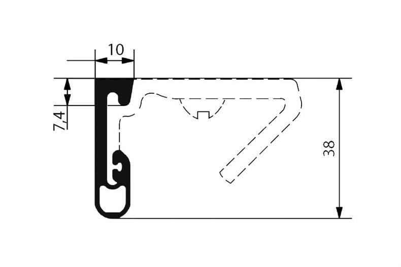 EPDM-Gummidichtung schwarz für Kufe 2320 1m (38x10)