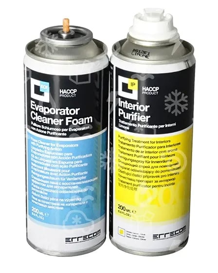 Errecom Komplettset zur Klimaanlagen-Hygiene – Schaum + Aerosol, 2×200 ml, Zitrone