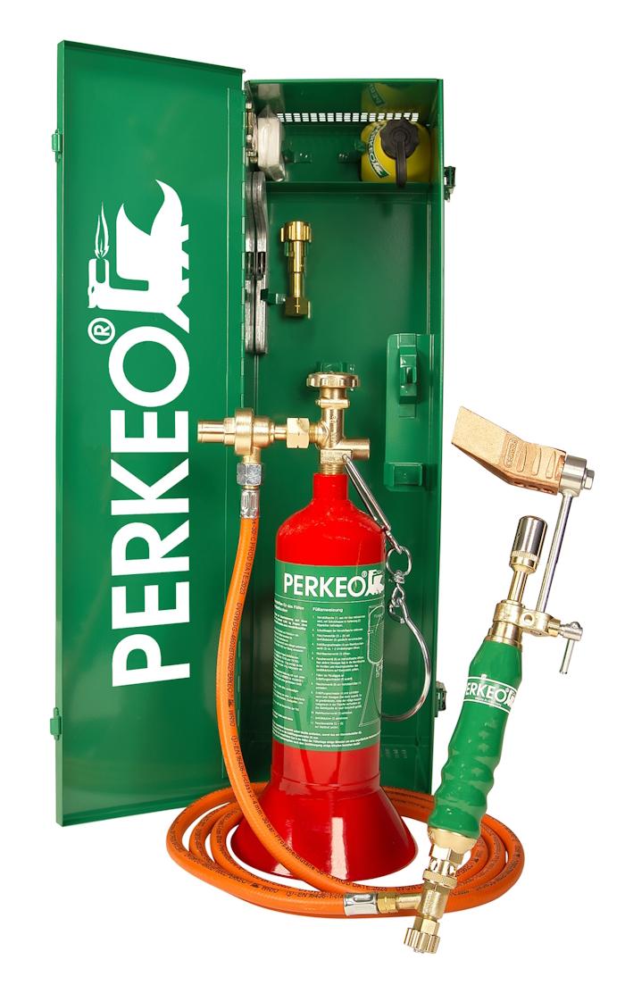 PERKEO TOPBOX Weichlötanlage mit Kupferstück im Transport-Stahlblechkasten, G3/8" LH