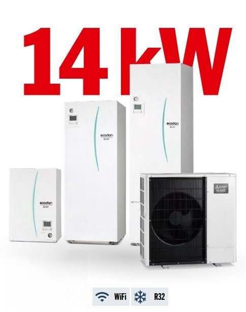 Luft/Wasser-Wärmepumpe Set 14 kW Mitsubishi Zubadan PUD-SHWM140YAA + Hydromodul EHSD-YM9D + WiFi Adapter
