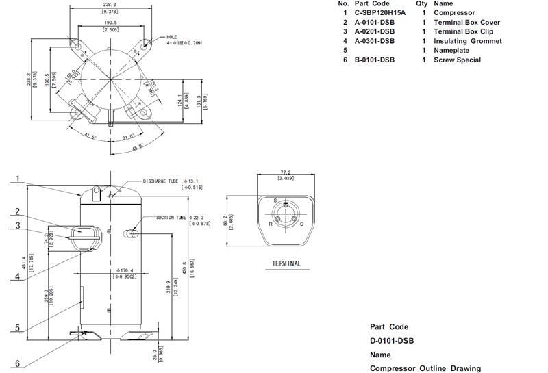 Verdichter / Kompressor Scroll Sanyo / Panasonic C-SBP120H15A, MBP/HBP - R410A, 220V-240V/1Ph/50Hz, 9,8 kW