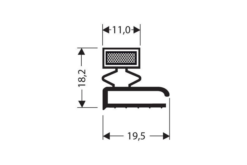 Flachprofil PVC weiß L = 2,55 m mit Magnet M25