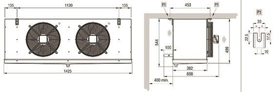 Verdampfer ECO - Luvata GCE352E6ED, 6,75 kW (dT 8 st., R404) mit Abtauung