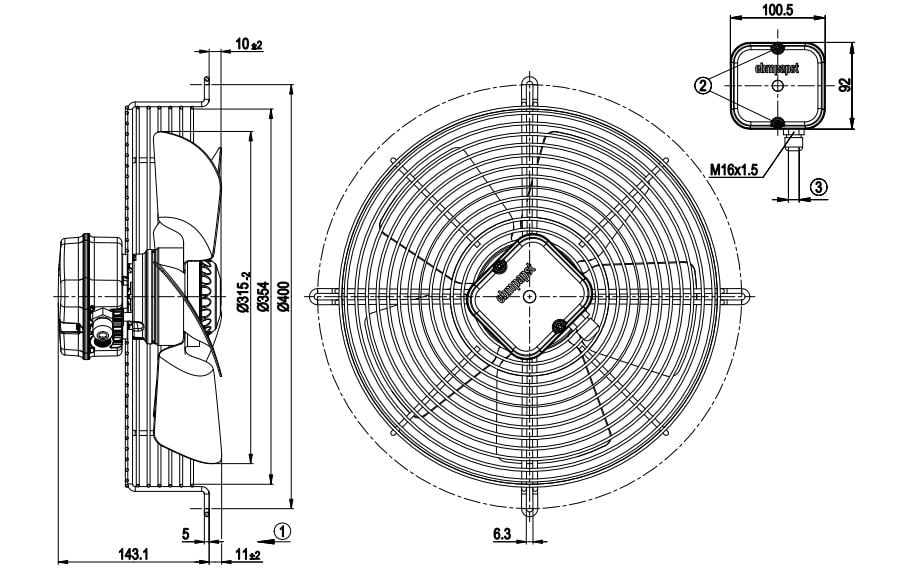 EBM Ventilator S4E315-AC08-07, 230V 50/60Hz