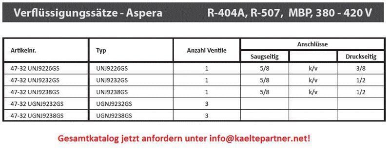 Verflüssigungssatz Embraco Gemini UGNJ9232GS, M/HBP - R404A /R452A, 3 Phase