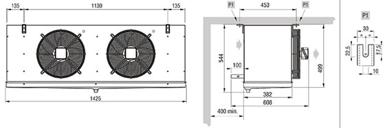 Verdampfer ECO - Luvata GCE352E8ED, 4,99 kW (dT 8 st., R404) mit Abtauung