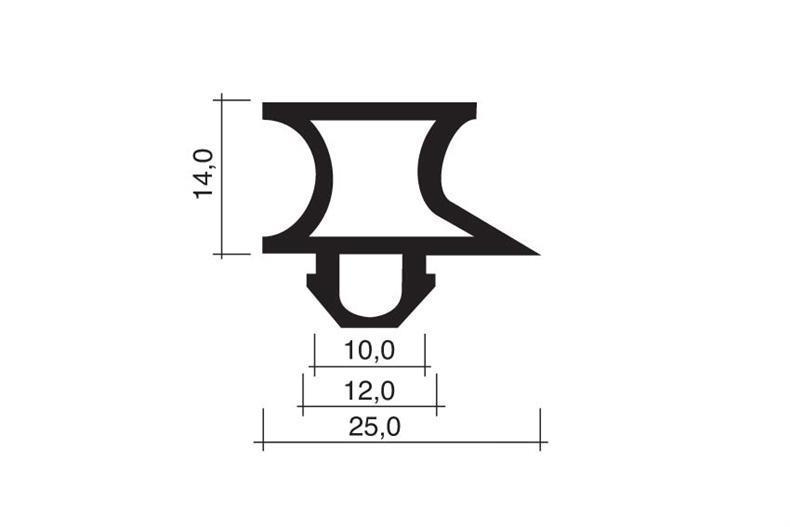 Eindrückprofil PVC grau L = 2,2 m
