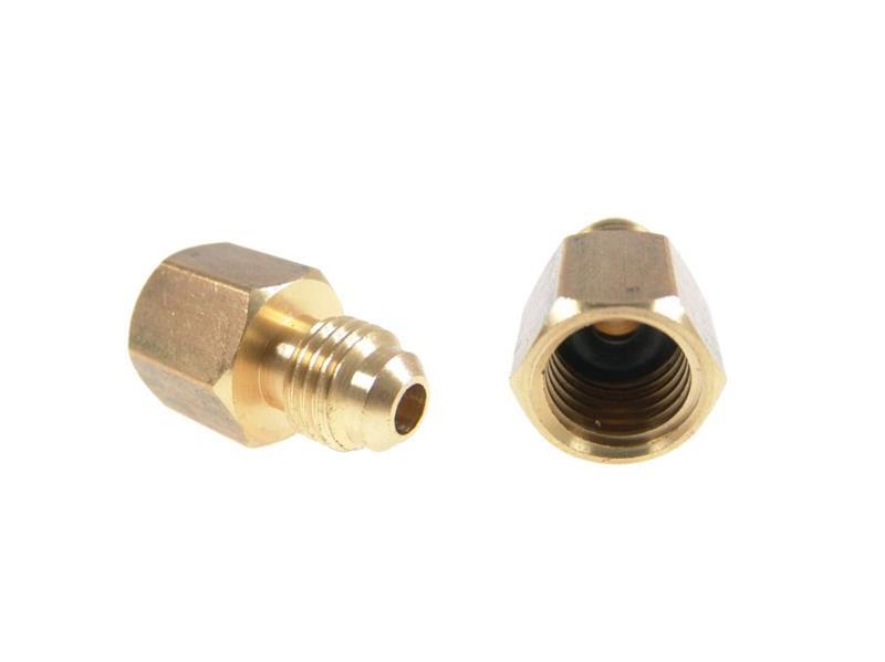 Messing Reduziernippel - 180° - 1/2" ACME-F x 1/4" FL (7/16-20")-M, R134