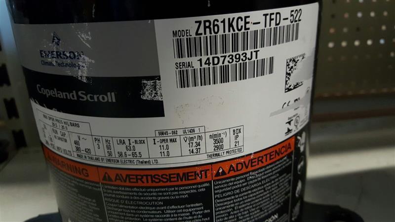 Verdichter / Kompressor Copeland Scroll ZR61KCE-TF5-522, R407C, 220-240V