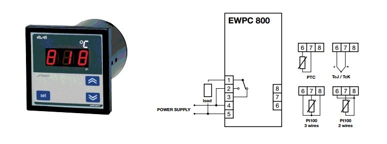 Eliwell Kühlstellenregler EWPC800, T2B1CCC700, PTC, 230V