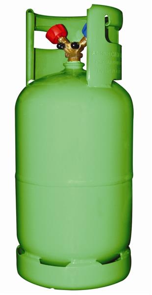 Kältemittelflasche 12,5 L grün - 1/4" Doppelventil