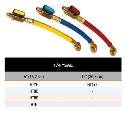 Premium Schlauchverlängerung mit Kugelventil 3er-Set Gelb, Blau, Rot 15CM 1/4" SAE
