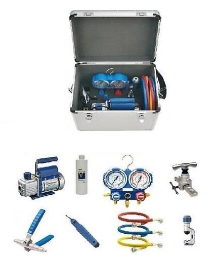 Werkzeugkoffer (Vakuumpumpe, Bördelgerät, Rohrentgrater, Monteurhilfe, Rohrschneider, Aluminiumkoffer), VTB-5A Value