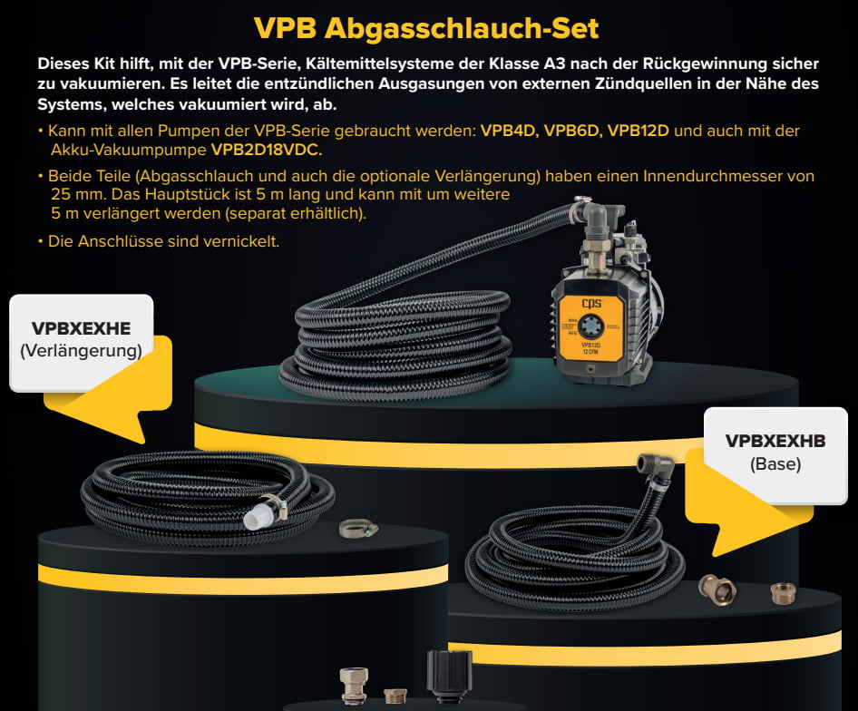VPB Abgasschlauch-Set für VPB Vakuumpumpen CPS - 5 m