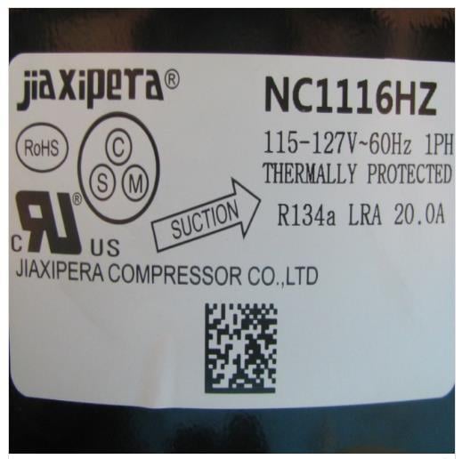 Kompressor JIAXIPERA NC1116HZ, R134a, 115-127V/1Ph/60Hz