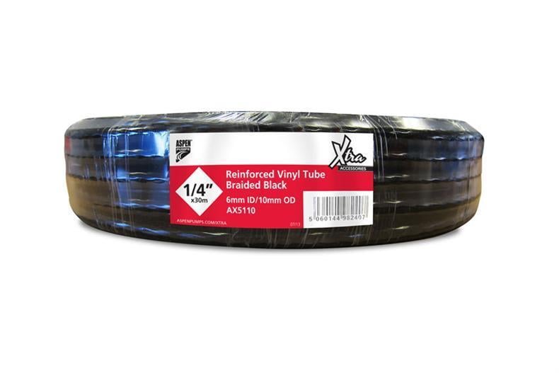 Verstärkter Vinyl Schlauch schwarz 6 mm (1/4") - 30 m Rolle