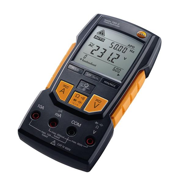 testo 760-2 TRMS Digital-Multimeter inkl. Batterien, Messleitungen, Adapter für Thermoelemente Typ K.