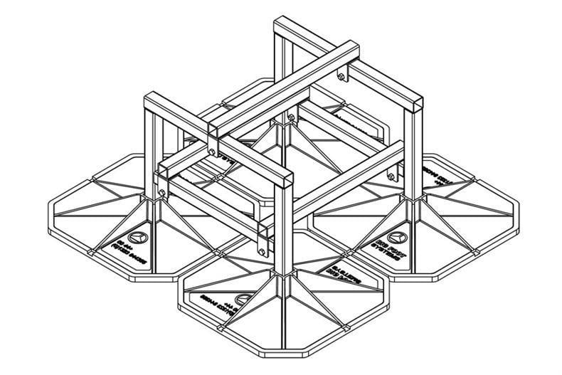 Unterbau 600HD "Cube" - 2000 kg Fuss 600x600 mm - Rahmen 583x700x700 mm