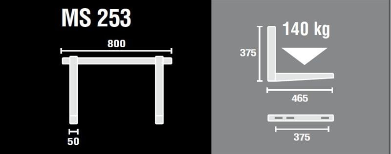 Wandkonsole (verzinkt) L=800x465 mm mit Zubehör, 140 kg
