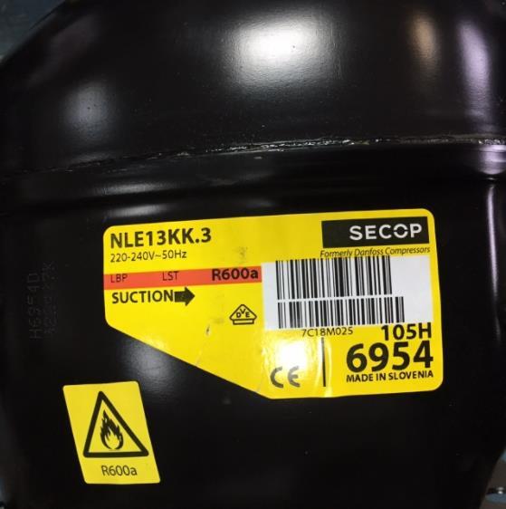 Kompressor Danfoss Secop NLE13KK.3, LBP - R600a, 220-240V, 50Hz, 105H6954 - nicht lieferbar, ersetzt durch Nachfolger