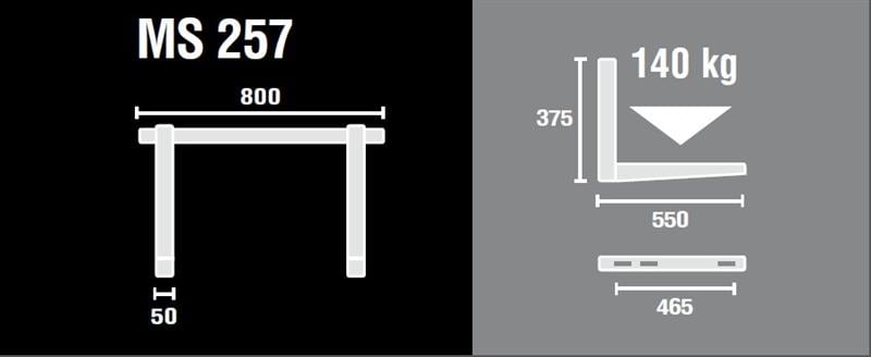 Wandkonsole (verzinkt) L=800x550 mm mit Zubehör, 140 kg