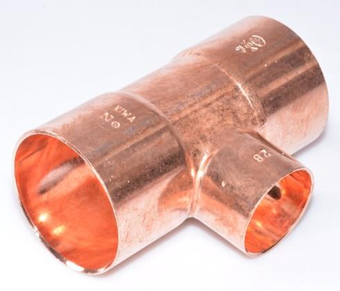 Kupfer T-Stück reduziert i/i/i 42-28-42 mm, 5130