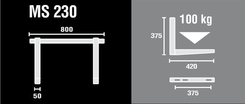 Wandkonsole (verzinkt) L=800x420 mm mit Zubehör, 120 kg