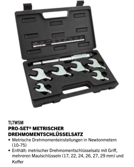 PRO-SET® Metrischer Drehmomentschlüsselsatz 17-29mm TLTWSM