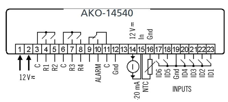 Elektronischer Regler AKO 14540 Verdichter- und Kondensatorstation 4 Stufen, 12 V