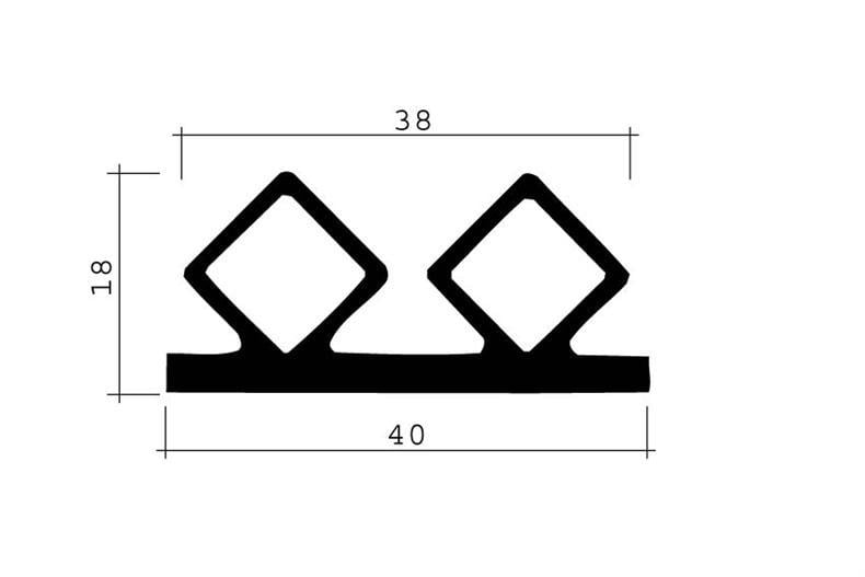 EPDM-Gummidichtungsprofil schwarz 1m (40x18)