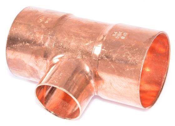 Kupfer T-Stück reduziert i/i/i 54-35-54 mm, 5130
