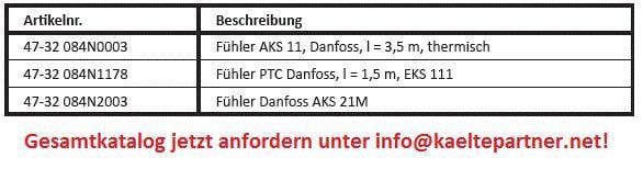 Fühler AKS 11, Danfoss - L = 3,5 m, Temperatur