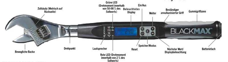 CPS BLACKMAX einstellbarer elektronischer Drehmomentschlüssel BTLDTW