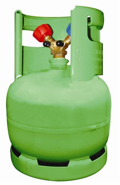 Kältemittelflasche / Leerflasche / Recyclingflasche 6 Liter grün - 1/4" Doppelventil
