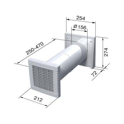 Lüftungsanlage (dezentrales Lüftungsgerät) KWL (kontrollierte Wohnraumlüftung) TwinFresh RA-50 mit Ø150 mm Rundrohr und Verschlussklappen, mit Steuerung, max. Förderleistung 50 m3/h