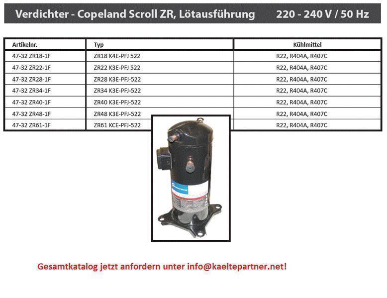 Verdichter Copeland Scroll ZR48K3E-PFJ 522, R407C, 220-240V