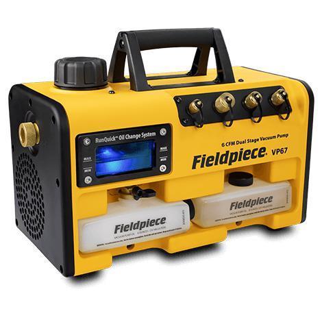 Vakuumpumpe mit RunQuick™- Ölwechselsystem 6CFM VP67EU FIELDPIECE 170 l/min Durchflussrate A2L Zulassung