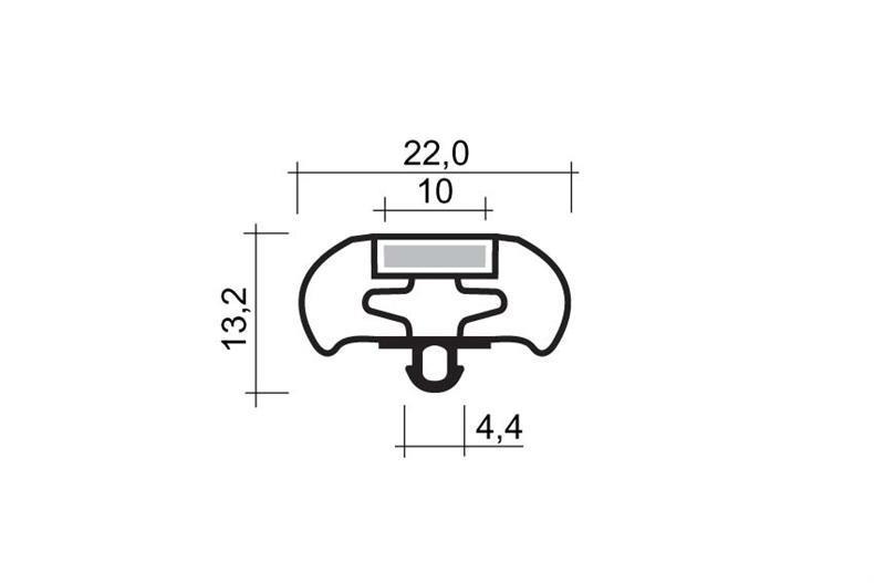Eindrückprofil PVC grau L = 2,5 m mit Magnet